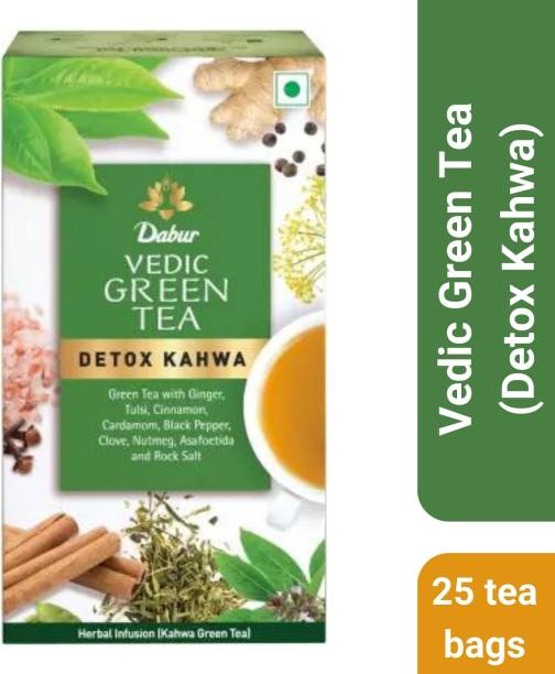 Dabur Vedic Green Tea, Detox Kahwa Herbs Green Tea Bags Box