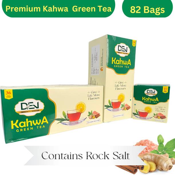 Dev Herbal Kahwa Green Tea |Pack of 3 - 82 Green tea bags Green Tea Bags Box