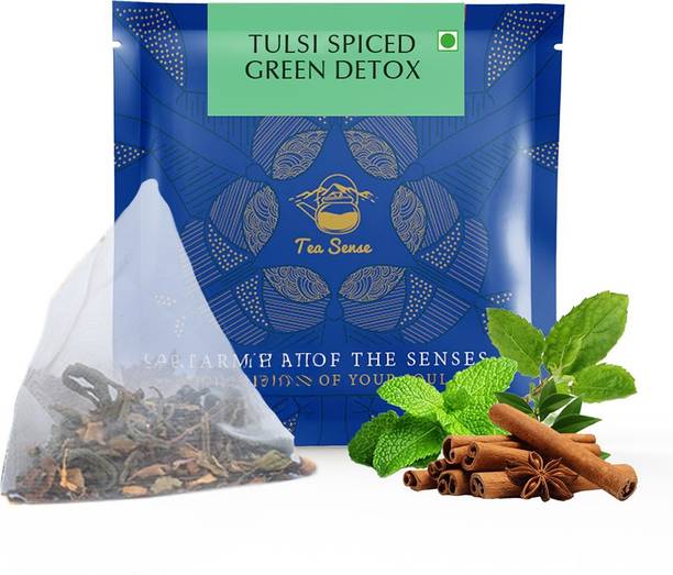 Tea Sense Tulsi Spiced (15pcs Pyramid Tea Bags) Tulsi Green Tea Box