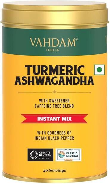 Vahdam Turmeric Ashwagandha Instant Mix Turmeric Herbal Infusion Tea Tin