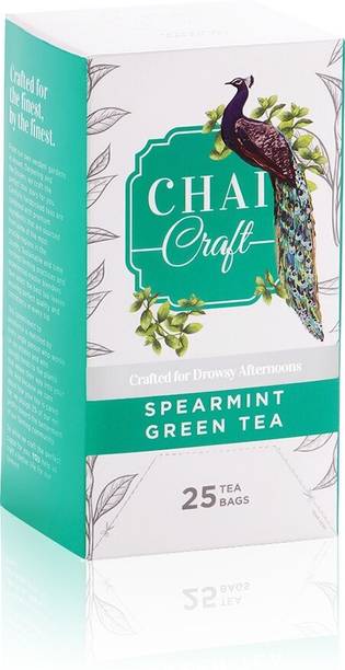 Chai Craft Cooling and Refreshing Spearmint Green Tea, 25 Tea Bags Mint Green Tea Bags Box
