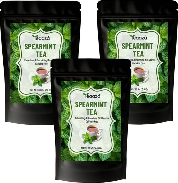 Teaaza Spearmint Tea – Caffeine-Free Herbal PCOS Support, Hormone Balance | 3x100g Mint Herbal Tea Pouch