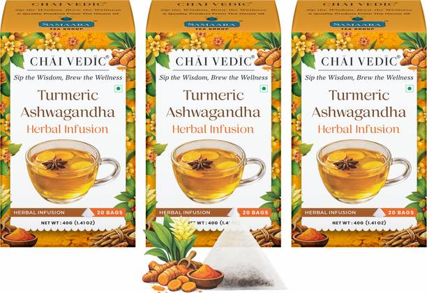 Jivvij Samaara Vedic Tea Combo Turmeric, Ashwagandha Herbal Infusion Tea Box