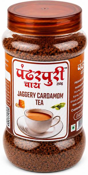 PANDHARPURI CHAY Jaggery Cardamom Tea – Natural Instant Tea Premix with Elaichi Cardamom Tea Mason Jar