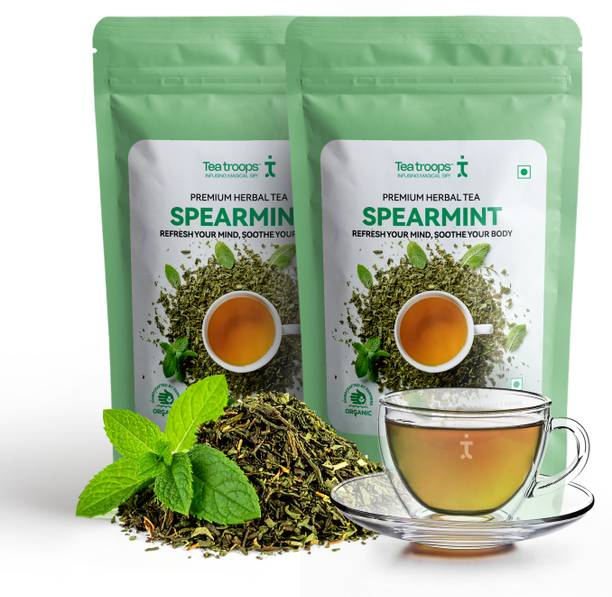 Tea Troops Spearmint Herbal Tea | Caffeine-Free | Digestion, Stress & Sleep Support Herbal Tea Pouch