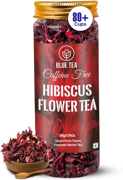 BLUE TEA Hibiscus Tea - 50 gm (50+ Cups) | SKIN GLOW ENHANCING TEA | Flower Based Hibiscus Herbal Tea Plastic Bottle