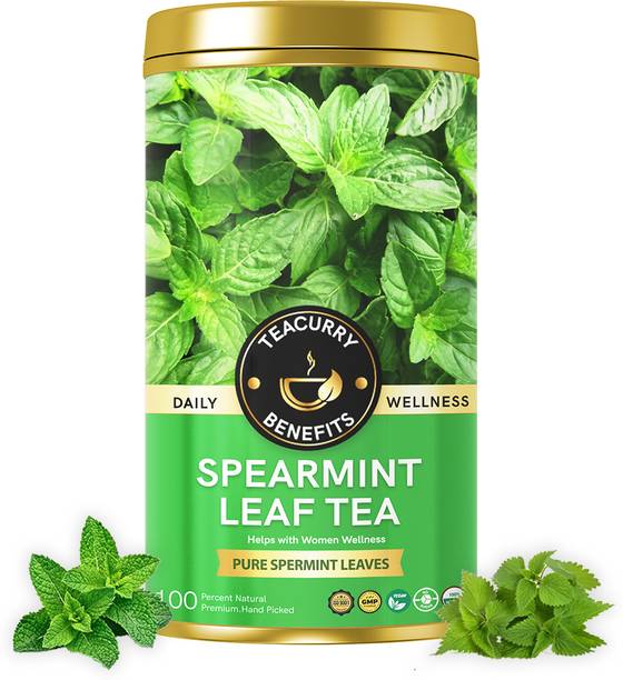 TEACURRY Spearmint Tea - For PCOS, PCOD, Hormonal Balance, Acne & Unwanted Facial Hair Mint Herbal Tea Tin
