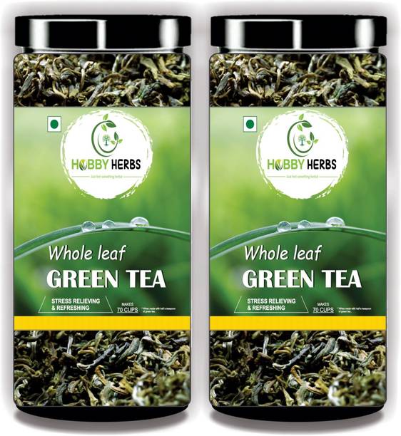 Hobby Herbs Green Tea 200g | Long Leaves | Green Tea for Weight Loss | Whole Leaf Green Tea| Green Tea Mason Jar