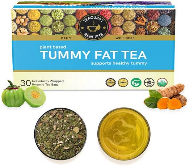 TEACURRY Tummy Fat Tea -Support Lose Weight, Belly Naturally- For Men and Women Assorted Herbal Tea Bags Box