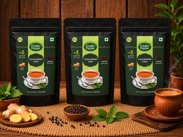 fresh n flavour Tulsi Ginger — Immunity Chai Patti (Holy Basil & Ginger Blend) Tulsi Tea Pouch