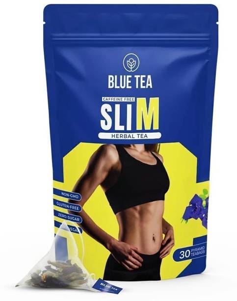 BLUE TEA Slimming Tea for Weight Loss, Reduces Belly Fat, Caffeine Free & Sugar Free Garcinia Herbal Tea Bags Pouch