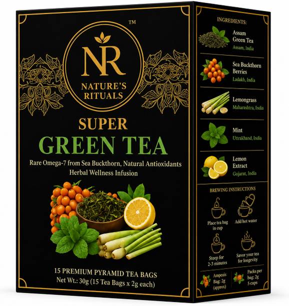Nature's Rituals Super Green Tea Lemon Grass, Lemon, Mint Green Tea Box