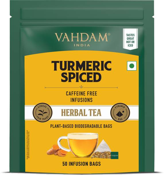 Vahdam Turmeric Spiced Herbal Tea Tisane Turmeric Herbal Tea Bags Pouch