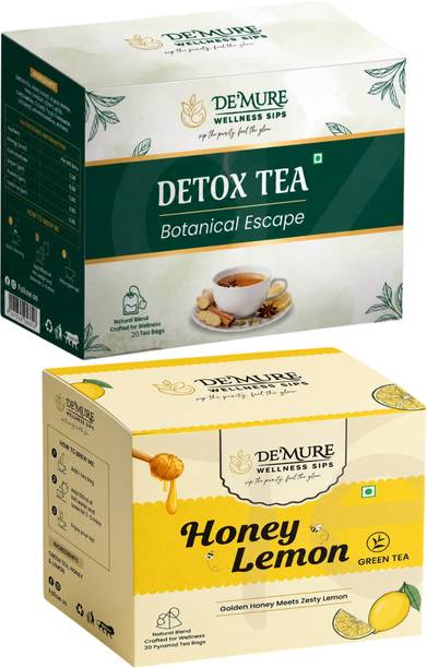 Demure Combo Detox Tea and Honey Lemon Tea Green Tea Bags Box