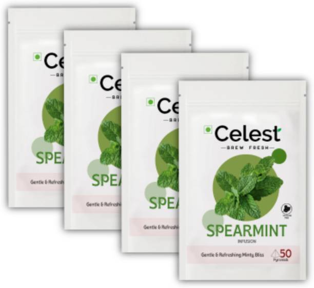 Celest Spearmint Tea - 50 Teabags (Pack of 4) | Supports Hormones, PCOS & Weight Loss | Herbal Tea Pouch