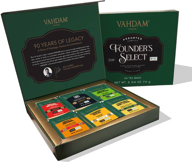 Vahdam Founder's Select - Tea Sampler Gift Box Assorted Green Tea Box