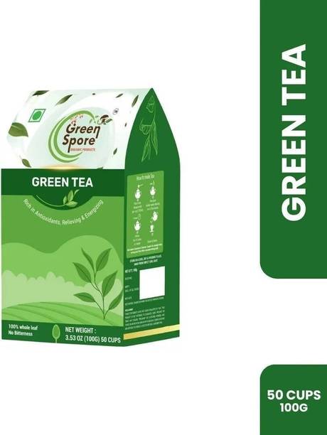 Green Spore Green Tea | Long Leaves | Antioxidants Rich| Whole Leaf for Weight Loss Green Tea Box