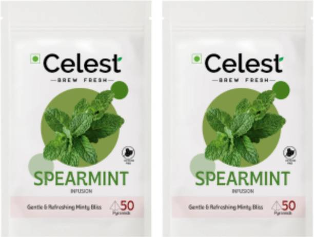 Celest Spearmint Tea - 50 Teabags (Pack of 2) | Supports Hormones, PCOS & Weight Loss | Herbal Tea Pouch