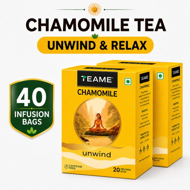 TE-A-ME Chamomile Tea, 40 Tea Bags | Chamomile Tea Bags | 100% Chamomile Flower | Herbal Tea Bags Box