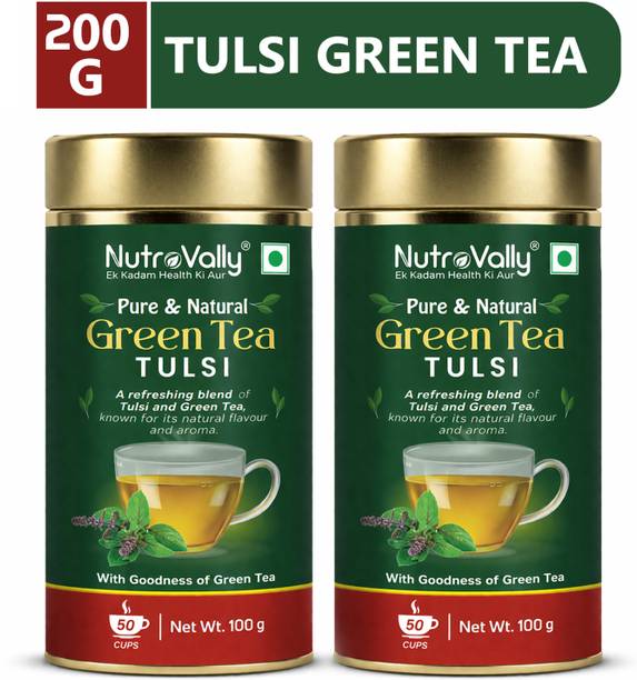 NutroVally Green Tea with Tulsi for weight loss Loaded with Anti-Oxidants Tulsi Green Tea Tin