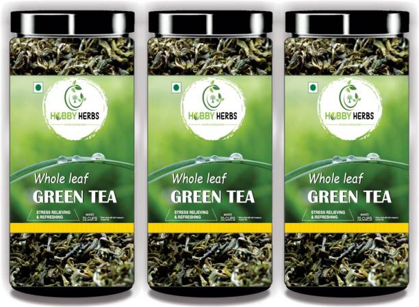 Hobby Herbs Green Tea 300g | Long Leaves | Green Tea for Weight Loss | Whole Leaf Green Tea| Green Tea Mason Jar