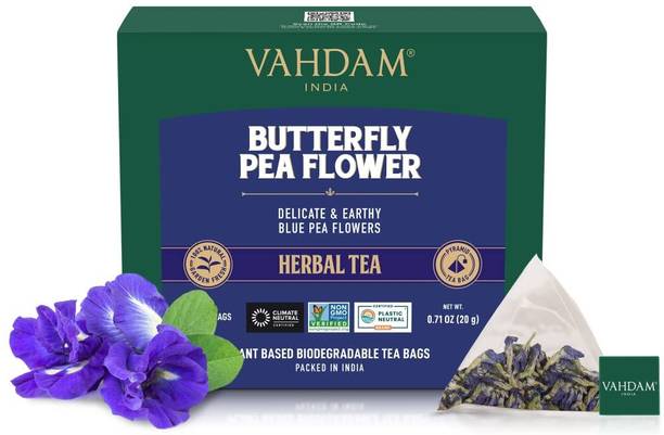 Vahdam Butterfly Pea Flower Tea, Delicate & Earthy | Pure FOOD COLORANT Herbal Tea Box
