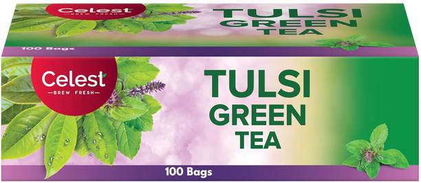 Celest Tulsi Green, 100 Tea Bags | Green Tea - Tulsi | Green Tea | Tulsi Green Tea Bags Box