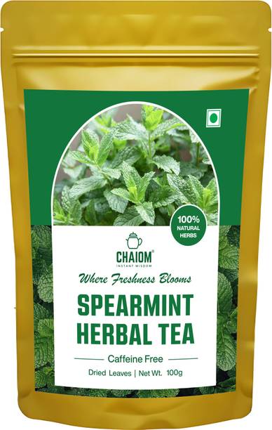 Chaiom Spearmint Herbal Tea, 100g | Refreshing Antioxidant-Rich Tea for Wellness Unflavoured Tea Pouch