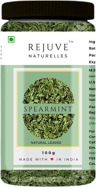 Rejuve Naturelles Premium Spearmint Leaves for Tea | Freshly Packed, PCOS,PCOD Care Mint Infusion Tea Plastic Bottle