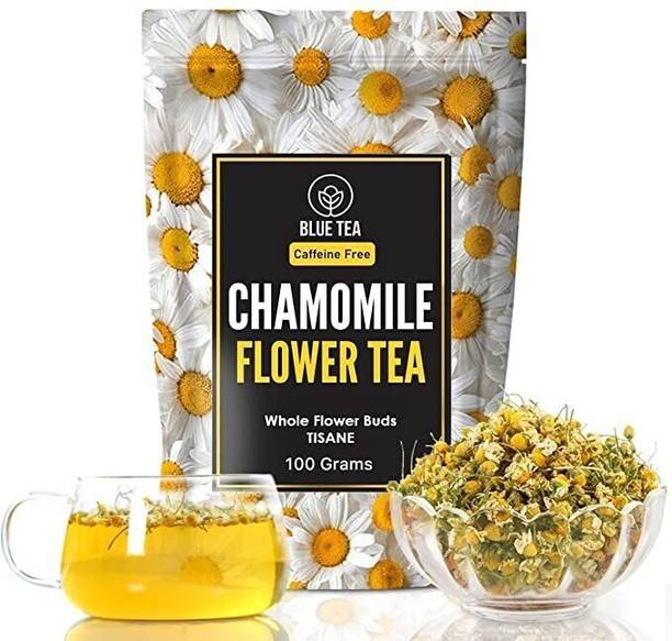 BLUE TEA Chamomile Tea - 100g| For Sleep & Relaxation | Caffeine Free Chamomile Herbal Tea Pouch