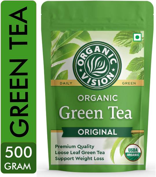 Organic Vision Unflavourd Green Tea Leaves (Whole) For Weight Loss Unflavoured Green Tea Pouch