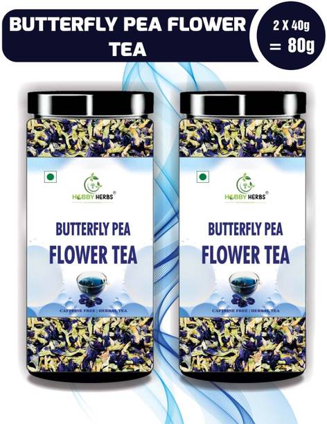 Hobby Herbs Butterfly Pea Flower Tea 80g | Antioxidant Rich | Mind Clarity & Stress Relief | Herbal Tea Plastic Bottle