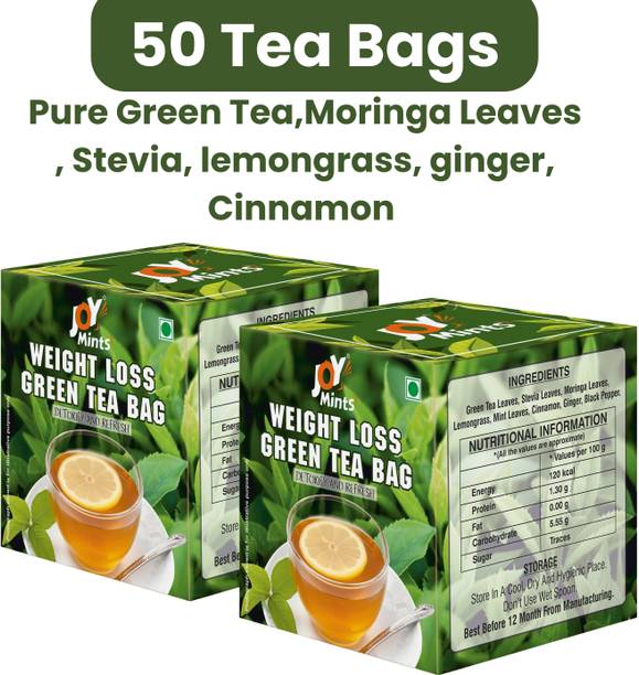 joy mints Weight Loss Green Tea | Natural | Mint | 50 Tea bags Mint Green Tea Bags Box