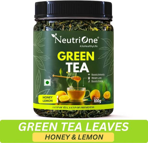 NeutriOne Honey & Lemon Green Tea Loose Leaf for Weight Loss | 100% Natural & Refreshing Honey, Lemon Green Tea Mason Jar
