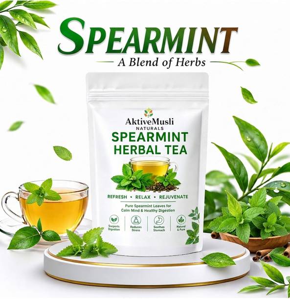 Aktivemusli Spearmint Tea Women Wellness, PCOS Support & Hormone Balance Herbal Tea Tulsi Herbal Tea Pouch