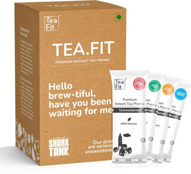 TeaFit Premium Zero Sugar Instant Assorted Tea Pack of 30 Sachets Assorted Instant Tea Box