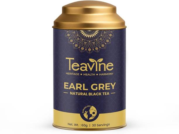TEAVINE Earl Grey Black Tea – Premium Loose Leaf Tea with Classic Bergamot Flavor Bergamot Orange Black Tea Tin