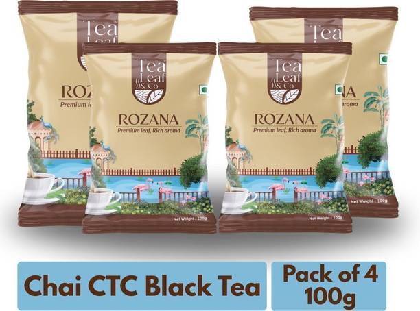 Tea Leaf & Co. Rozana CTC Tea 100g Pack of 4 | Strong Black Tea with Bold Taste & Fresh Aroma Unflavoured Black Tea Pouch