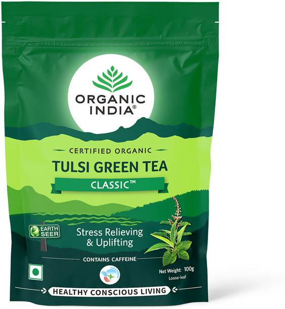 ORGANIC INDIA Tulsi Green Tea Classic 100g Zipper Tulsi Green Tea Pouch