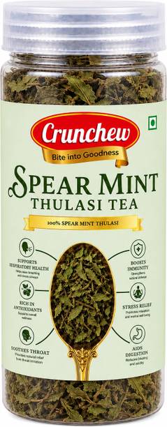 Crunchew Spearmint Thulasi Leaves-Tea, Supports Hormone, Pcos Relief & Weight Loss Herbal Tea Plastic Bottle