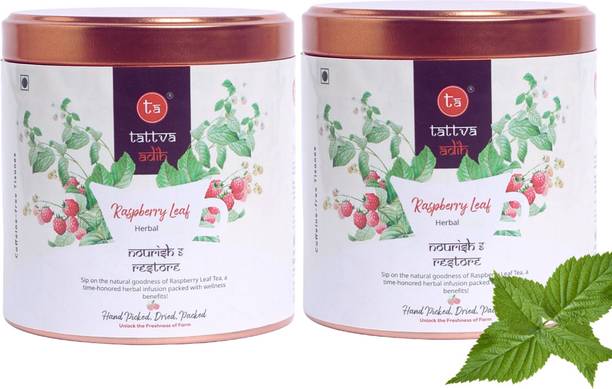 Tattva Adih Raspberry Leaf for Women's Health, Pregnancy Support & Fertility, Pack of 2 Raspberry Herbal Infusion Tea Tin