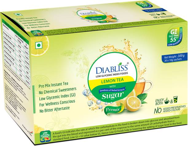 DiaBliss Herbal Lemon Tea - Low Gi - Sachet Box Lemon Yellow Tea Pouch
