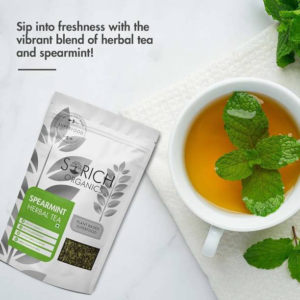 Sorich Organics Spearmint Herbal Tea for PCOS PCOD Acne High in Vitamin A Rich in Antioxidants Herbal Tea Pouch
