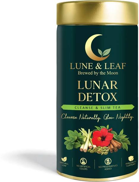 Freshokit Lune & Leaf Cleanse & Slim Herbal Tea | Lunar Detox | Lemongrass, Cardamom Herbal Tea Tin