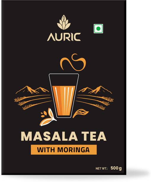 Auric Kadak Moringa Masala Tea Assam & Darjeeling Black Tea Blended with 7 Spices Spices Masala Tea Box