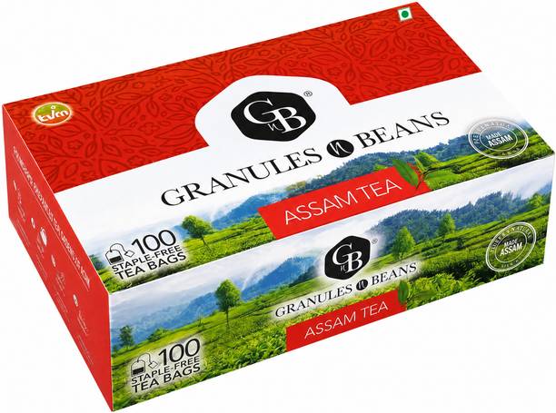 Granules N Beans Beans Assam Tea Bags | Pack of 100 Tea bag | Fresh & Flavourful Black Tea Bags Box