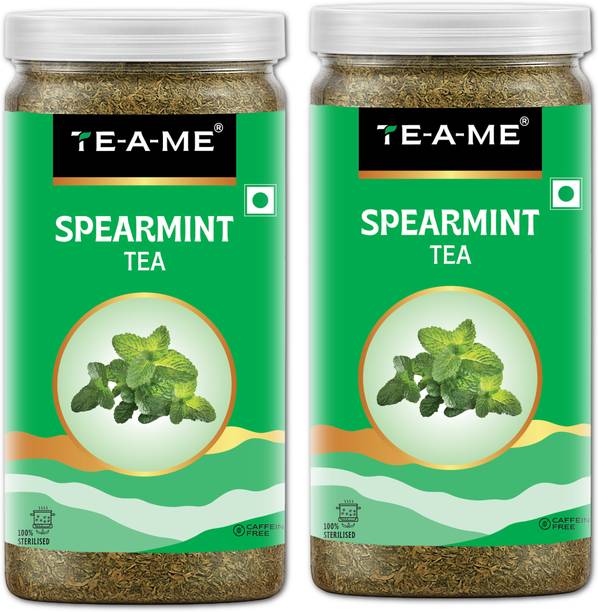 TE-A-ME Spearmint Loose Tea - 100g (Pack of 2) | Spearmint Leaves | PCOS, PCOD Support | Herbal Tea Plastic Bottle