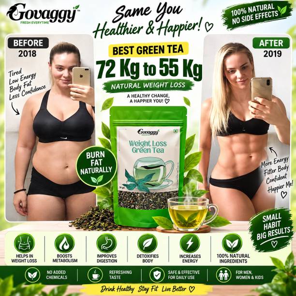 Govaggy Weight Loss Green Tea with Moringa, Lemongrass, Ginger & Cinnamon Lemon Grass, Ginger, Spices, Herbs, Mint Green Tea Pouch