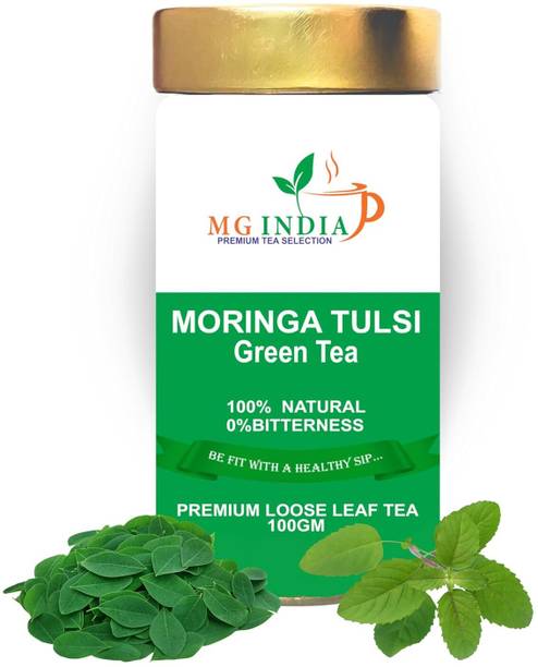 MG India - Premium Tea Collection Moringa Tulsi Green Tea – Premium Herbal Loose Leaf Green Tea Box