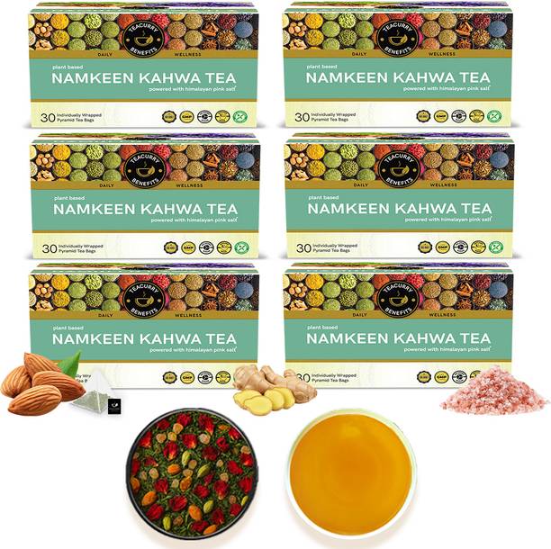 TEACURRY Namkeen Kahwa with Himalayan Pink Salt Tea (180 Bags) - Boost Immunity Assorted Herbal Tea Box